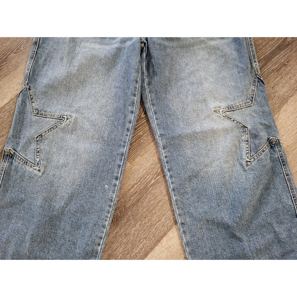 New Wide Leg Mid Rise Star Patch Denim Jeans No Boundaries Sz 20 - Picture 2 of 8